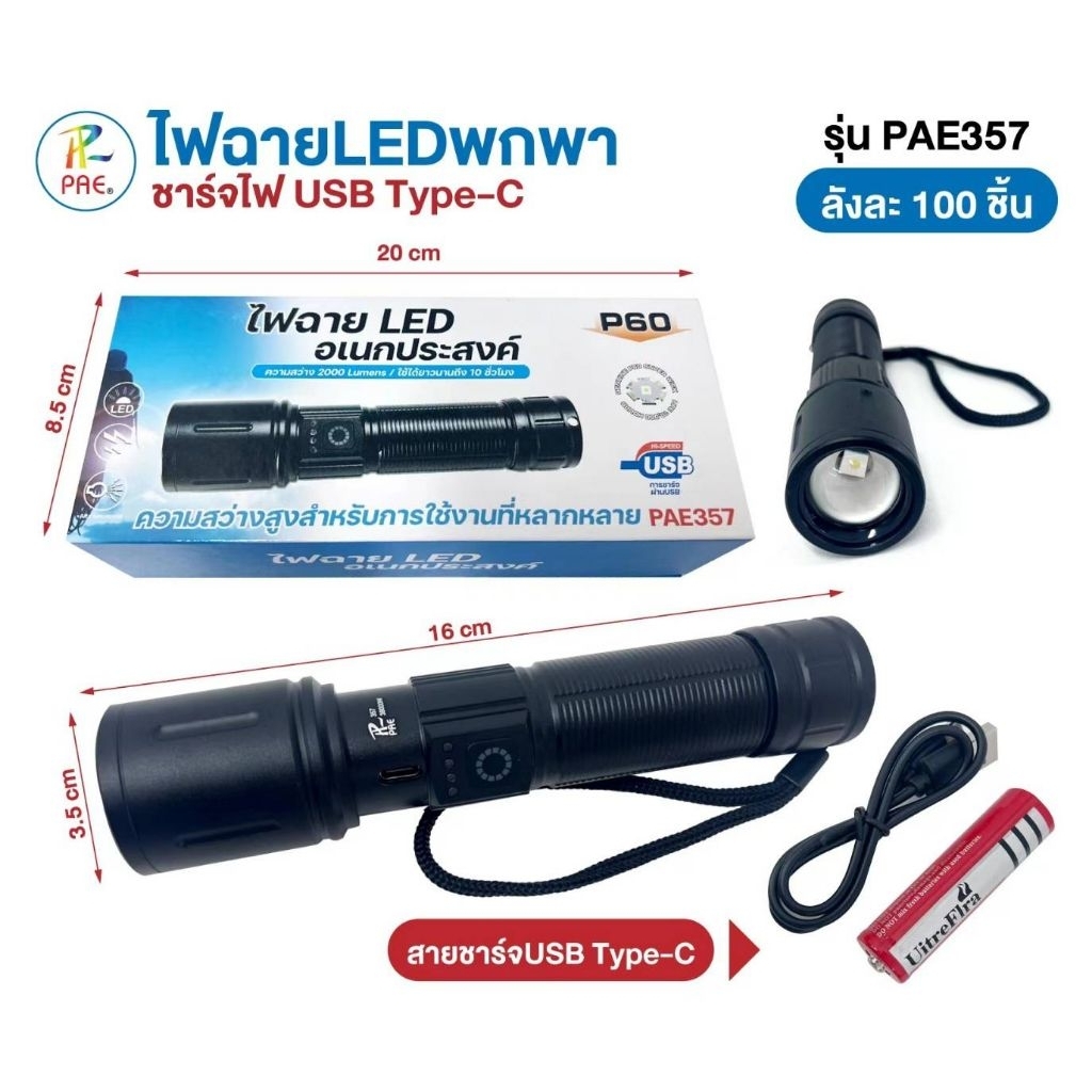 *พร้อมส่ง ไฟฉายซูม/ไฟฉายอเนกประสง์-ชาร์จด้ยUSB