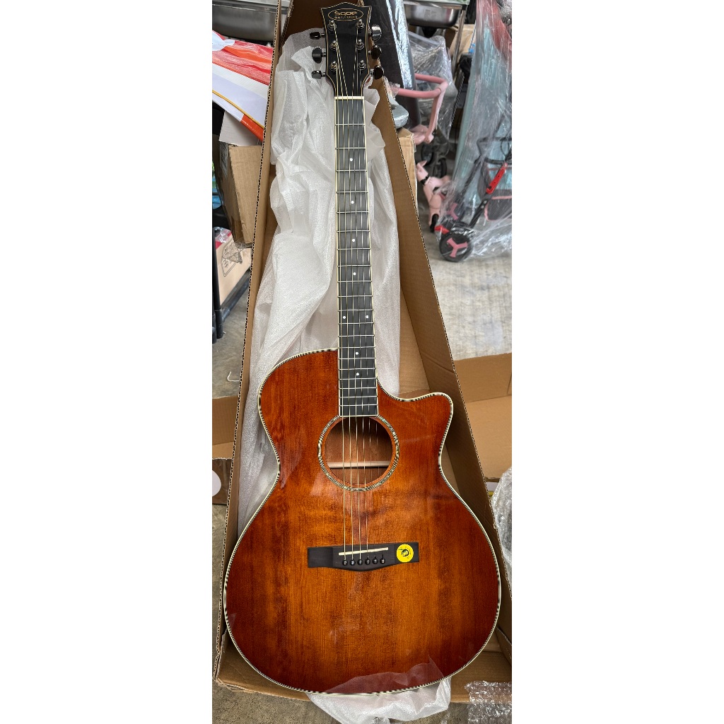 กีตาร์โปร่งทรงออเคสตร้า (OM)🎸 Sqoe SE340-FG Acoustic Guitar  ขนาด 40 นิ้ว – บอดี้สวย เสียงใส ทัชชิ่ง