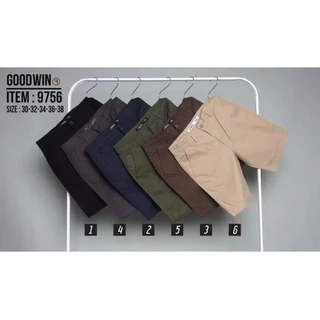 Goodwin 9756 กางเกงขาสั้น ผู้ชาย เอวขอบ ผ้ายืด คอตต้อน สีพื้น ยาว19-20 นิ้ว ไซส์ 30-38 Goodwin Brand