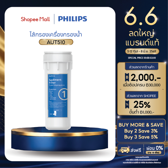 Philips water AUT510 ไส้กรองเครื่องกรองน้ำใต้ซิ้งค์