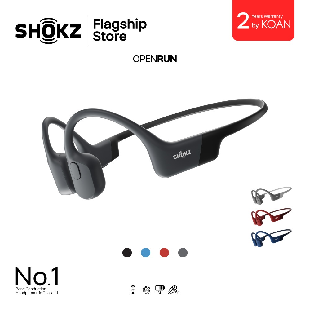 Shokz OPENRUN หูฟังออกกำลังกายไร้สาย รุ่นระดับกลางยอดนิยม สวมใส่สบาย แบตอึด กันน้ำมาตรฐาน IP67 รับประกัน 2 ปี