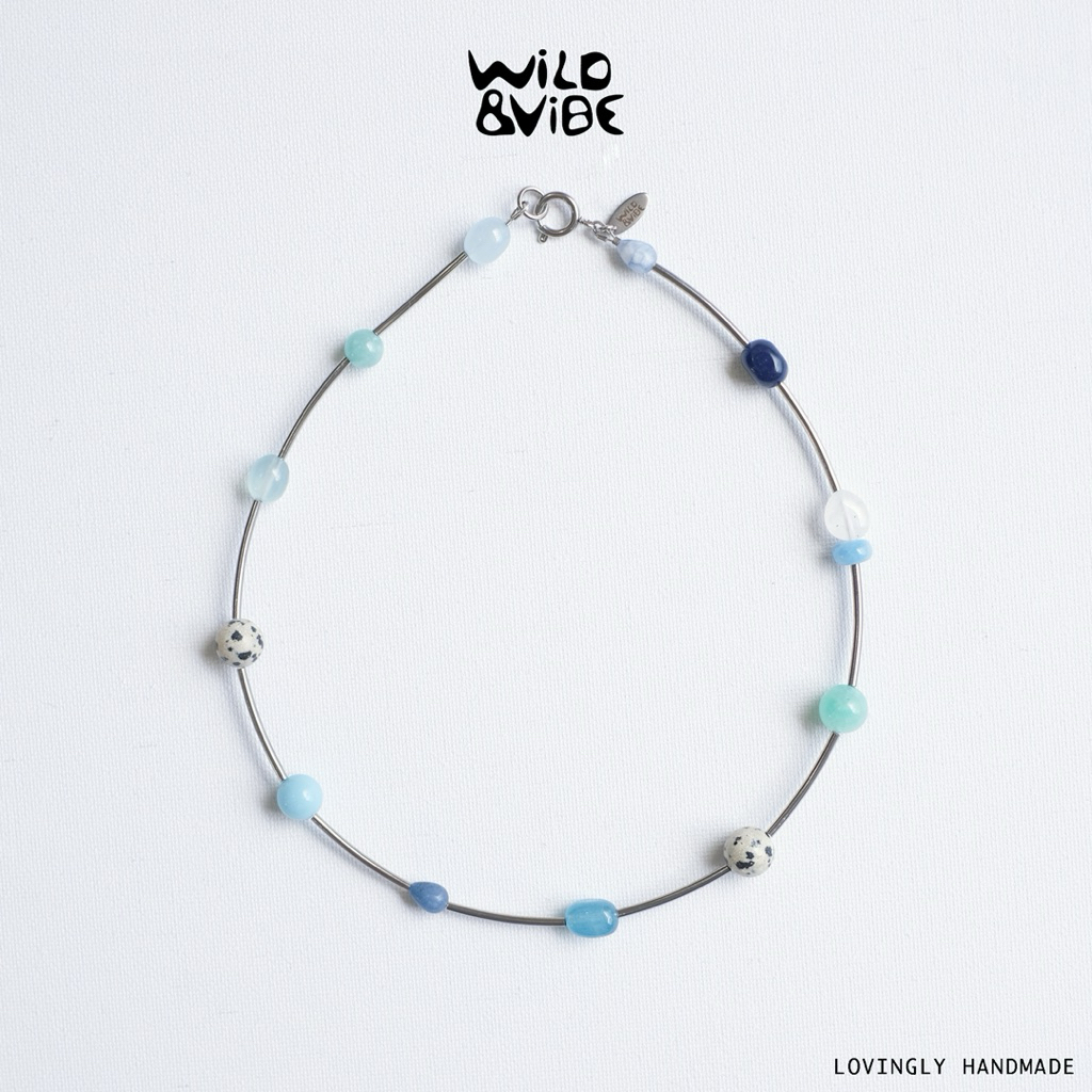 Ocean Breeze Handmade Necklace 🌊💙 | สร้อยคอหินธรรมชาติแฮนด์เมด โทนทะเลสีฟ้า