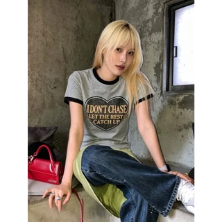 (พร้อมส่ง) Heart Vibe เสื้อยืดคอกลมสกรีนลายด้านหน้า - 9796 TAG WG.WE 🇰🇷