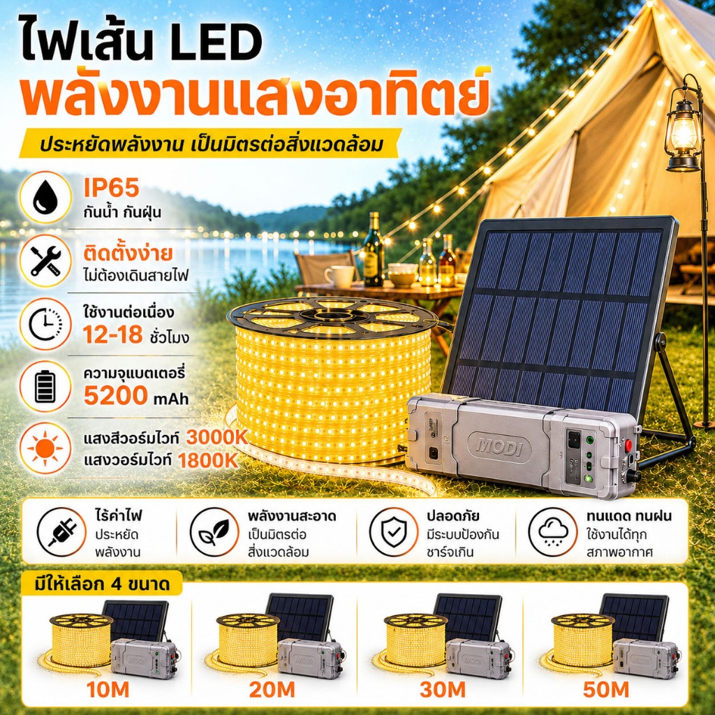 MODl ไฟเส้น ไฟเส้นโซล่าเซลล์ มีรีโมท LED Wall Washer ควบคุมสะดวก แบตใหญ่ชาร์จไว สว่างทั้งคืน IP65ติดง่าย