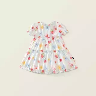 Hania Kids พร้อมส่ง เดรสลายดอกไม้สีสันสำหรับเด็กผู้หญิง ผ้าฝ้าย ใส่สบาย K5125698