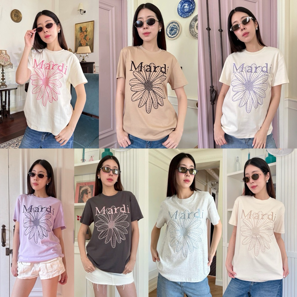Mardi T-shirt" เสื้อยืดคอกลมแขนสั้น แบรนด์ดัง รุ่นใหม่ชนช้อปเลยค่า งานปัก ลายน่ารักมากกก