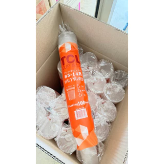 แก้ว 14 ออนซ์ ลอนใส ปาก85 ตราTCL บรรจุ 100x20=2,000ใบ