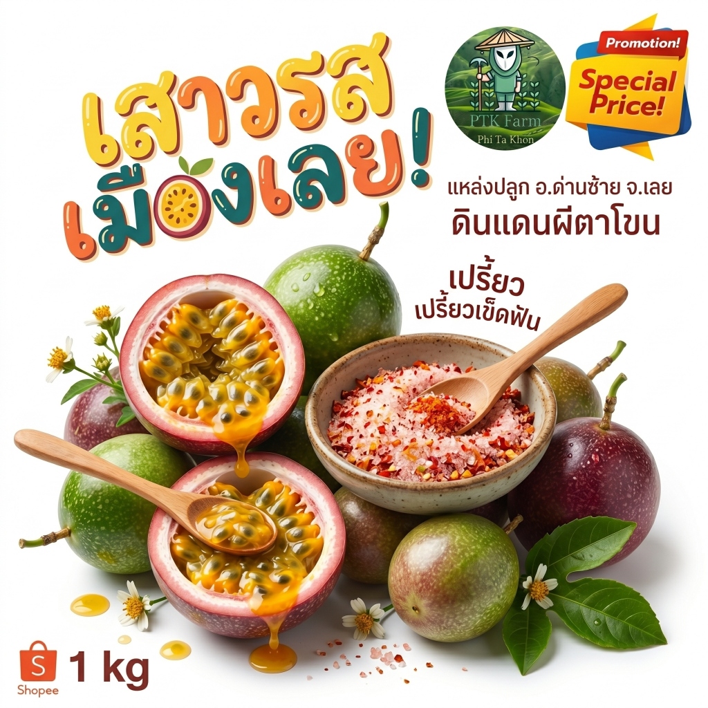 เสาวรสสด ผลใหญ่จัมโบ้ คละไซส์ น้ำเยอะ หวานอมเปรี้ยวชื่นใจ ส่งตรงจากไร่ อ.ด่านซ้าย จ.เลย ราคาถูก เก็บใหม่ทุกวัน พร้อมส่ง
