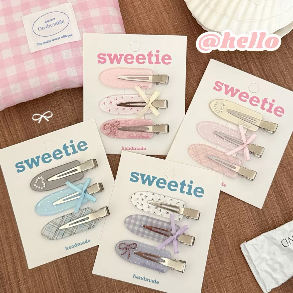 Cute 519 กิ๊บติดผม กิ๊บหนีบผมเตารีดสีหวาน 3 ชิ้น/แพ็ค