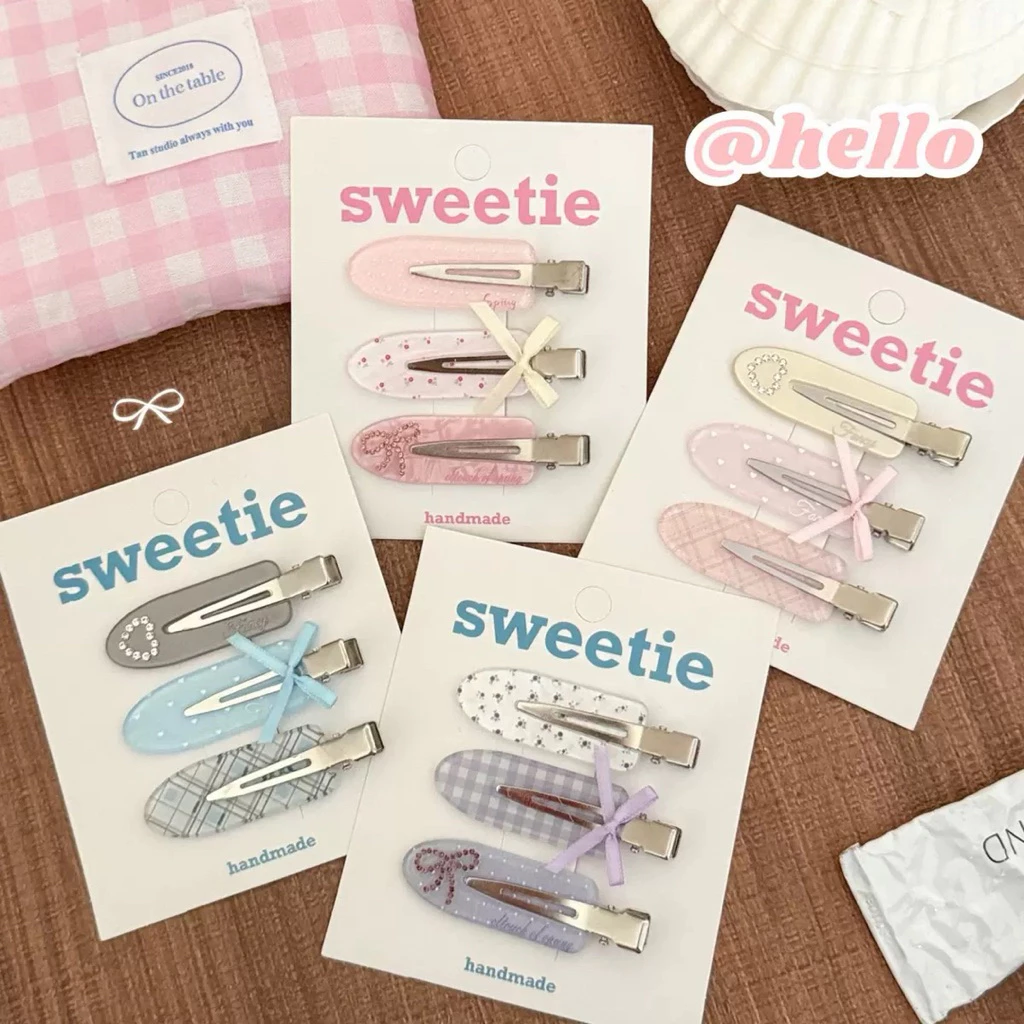 Cute 519 กิ๊บติดผม กิ๊บหนีบผมเตารีดสีหวาน 3 ชิ้น/แพ็ค