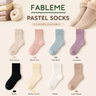 FABLEME✨- PASTEL SOCKS ถุงเท้าบุขนกันหนาว แบบหนา สีพาสเทล