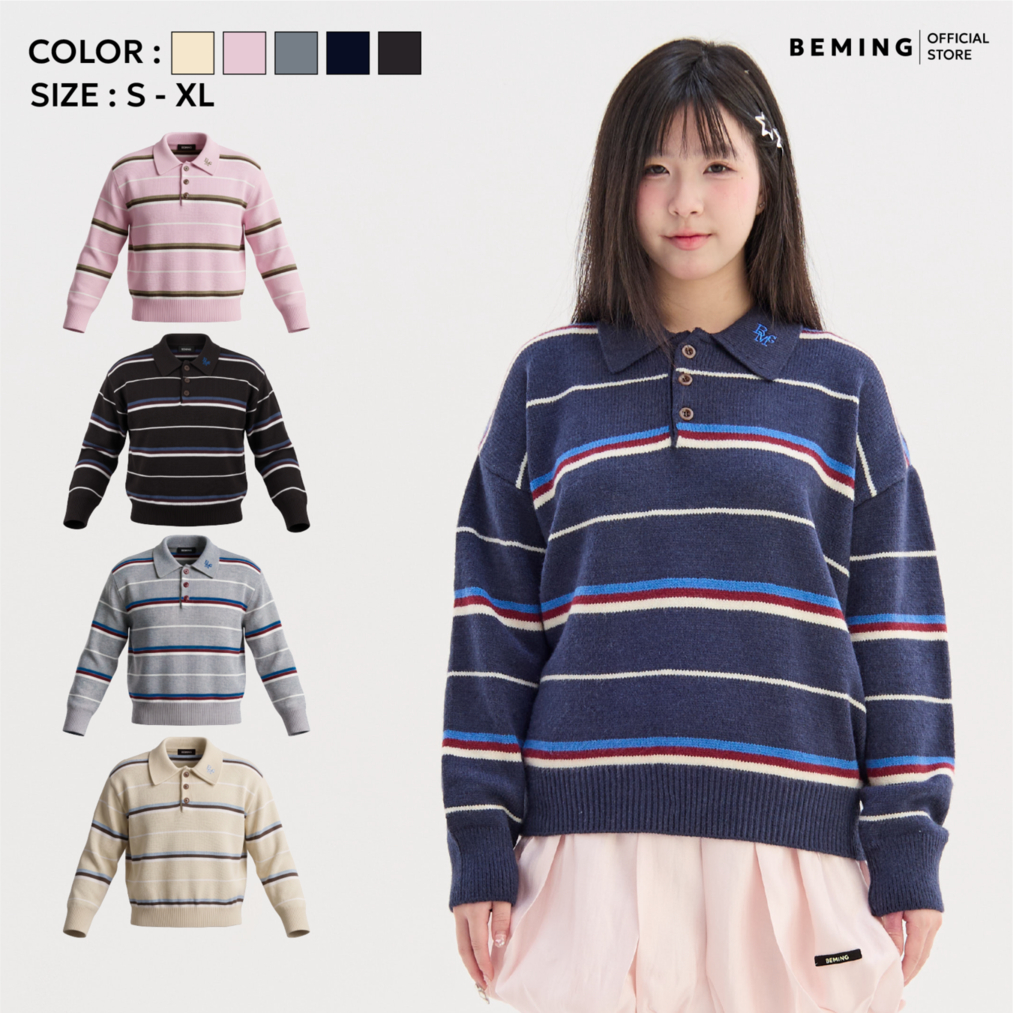 (พร้อมส่ง)Bemingtop1032(S-XL)-BMG Soft Stripe Polo — Everyday มีสไตล์ ใส่สบายทุกลายเส้น