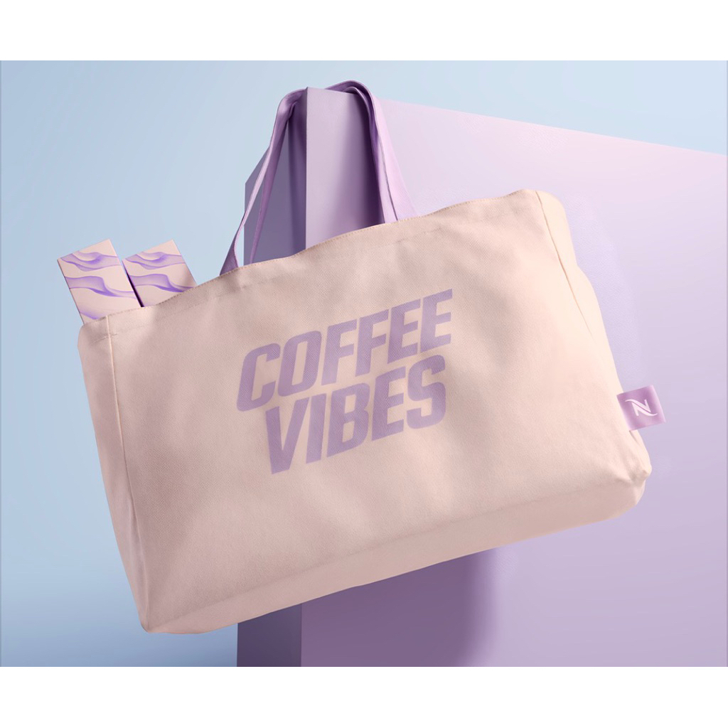 พร้อมส่ง!! กระเป๋า Lavender tote bag จากแบรนด์  Nespresso ของแท้ 100% จากช๊อป