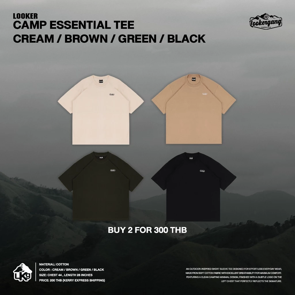 LOOKER® — CAMP ESSENTIAL TEE เสื้อยืดแขนสั้นโลโก้อกซ้าย (CAMPING)