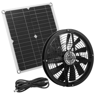 พัดลมโซลาร์เซลล์ 100W 12V 10 นิ้ว พัดลมระบายอากาศ 3000RPM พร้อมฝาครอบ สำหรับเล้าไก่ เรือนกระจก