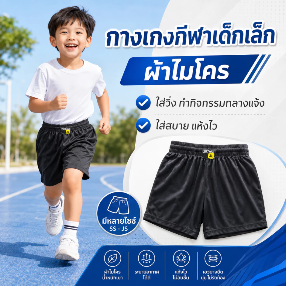 กางเกงกีฬา ผ้านิ่ม ใส่สบาย ราคาถูก (ของเด็กเล็ก)