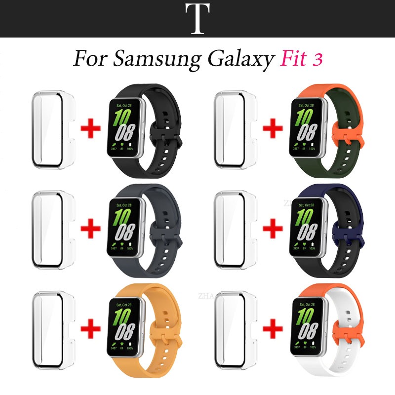 สําหรับ Samsung Galaxy Fit 3 สาย【สาย+เคส】2 colors สายนาฬิกาข้อมือซิลิโคน แบบนิ่ม เรียบง่ายและมีสไตล์