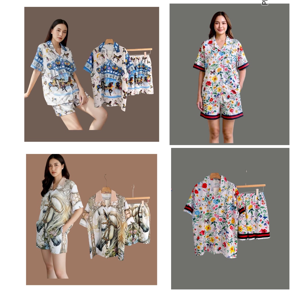 Chanaphat ชุดเซ็ต เสื้อฮาวาย+กางเกงขาสั้น มีกระเป๋า2ข้าง งานเซ็ตน่ารักใส่สบายสุดๆ เด็กใส่ได้ ผู้ใหญ่ใส่แซ่บจ้า