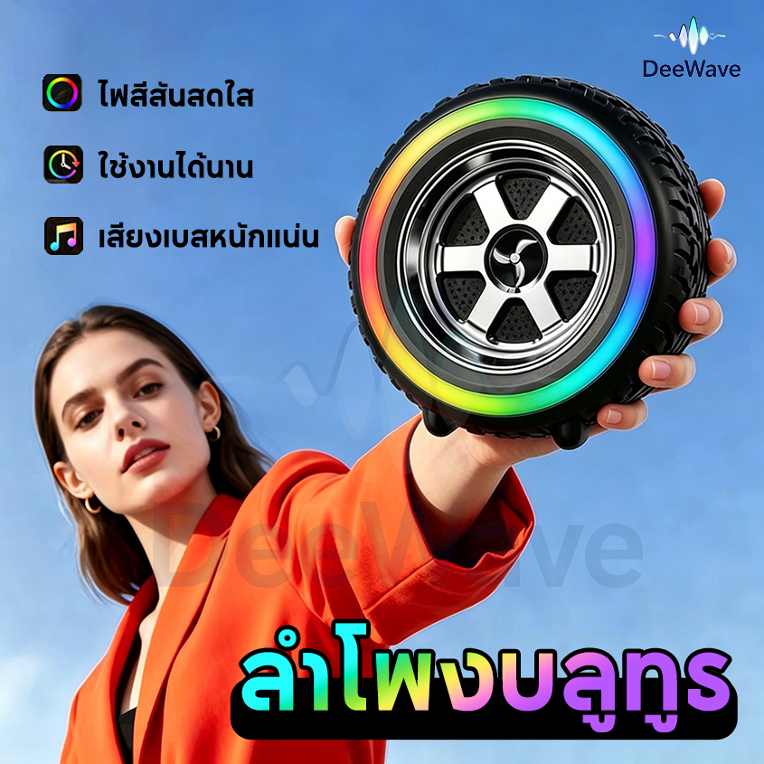 ลำโพงบลูทูธ Mini รูปทรงล้อ ลำโพงพกพา เสียงดัง Bluetooth ลำโพงไร้สาย