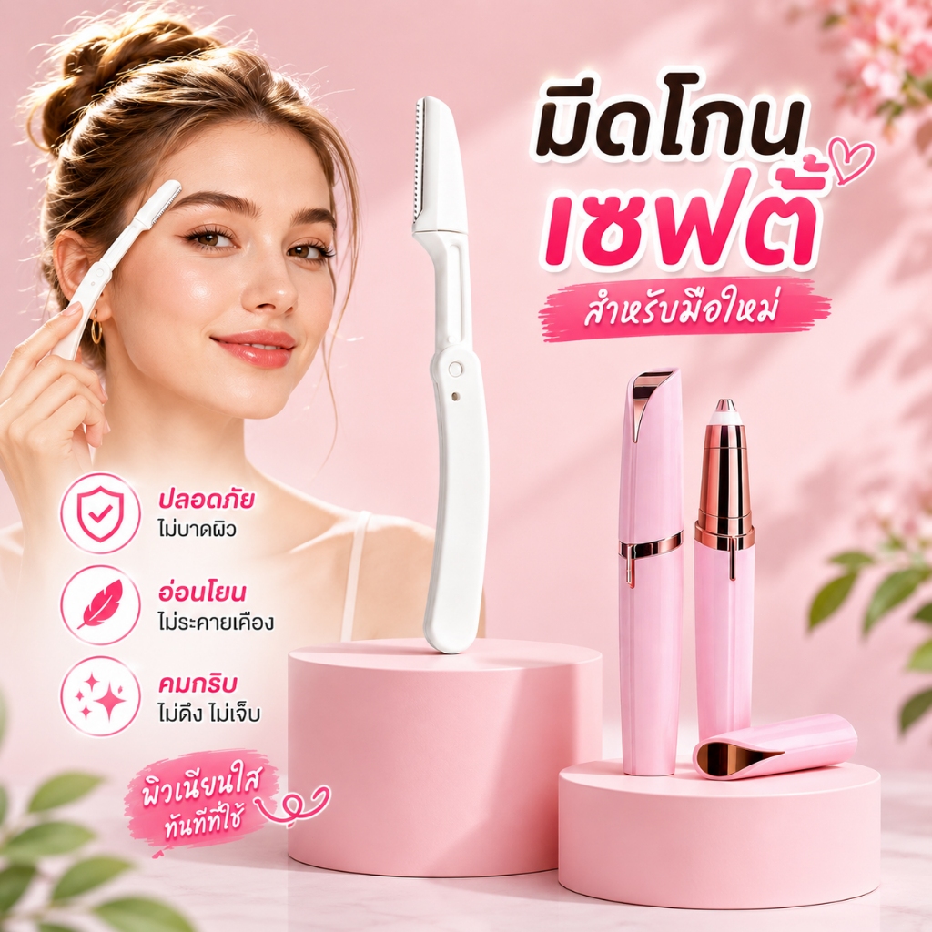 เครื่องกันคิ้วไฟฟ้า 2in1 เครื่องเล็มขนจมูก โกนขนหน้า ขนรักแร้ พกพา ใช้ได้ทั้งหญิงชาย