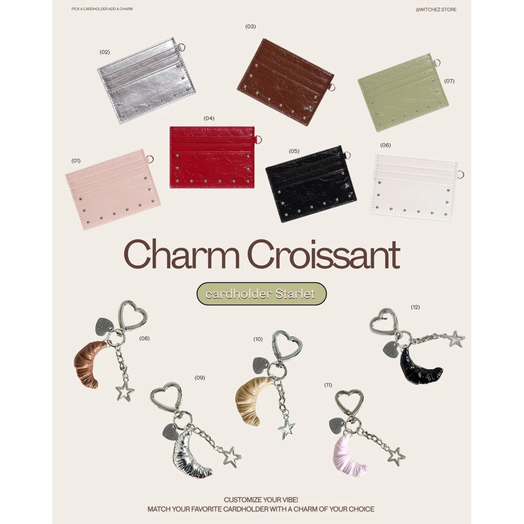 Starlet Charm Croissan การ์ดโฮเดอร์พร้อมcharmเลือกแมทช์สีได้(แถมกล่อง)