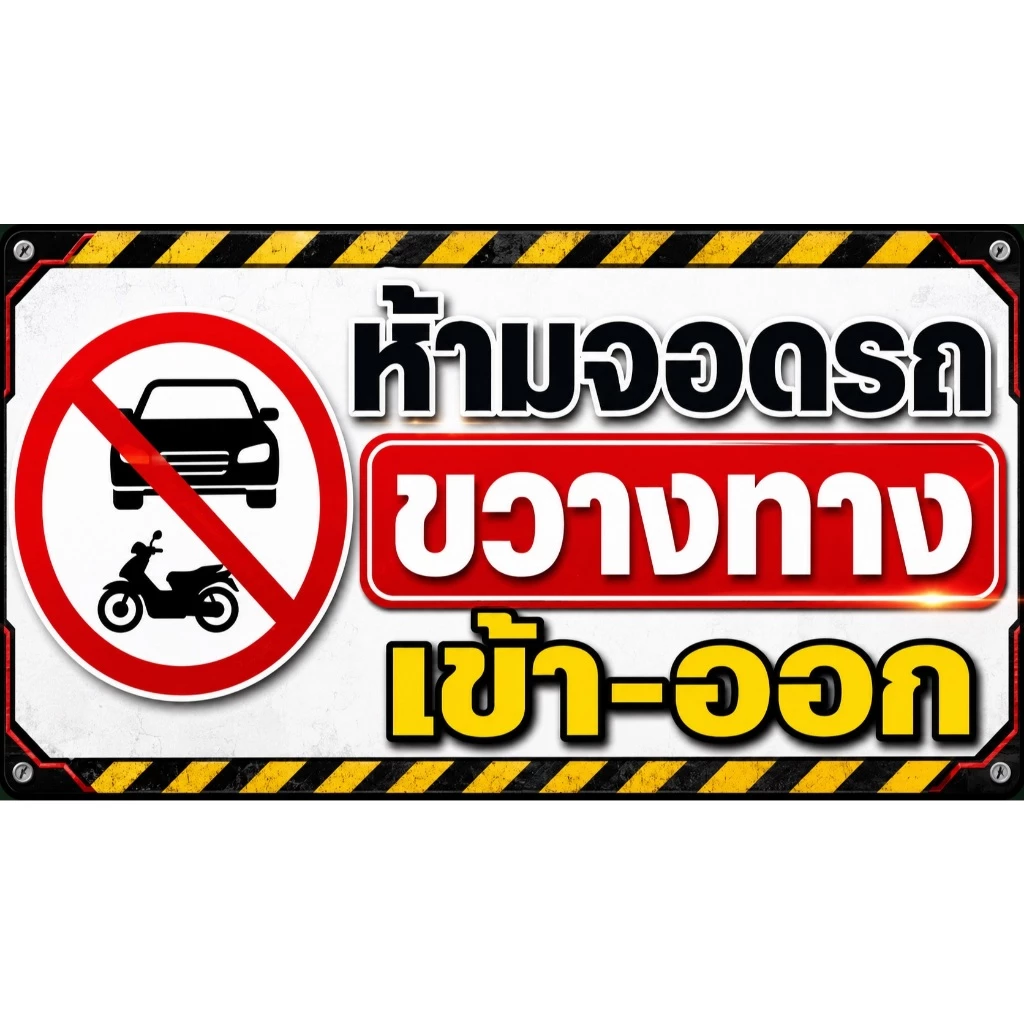 ป้ายไวนิลห้ามจอดรถขวางทางเข้าออก