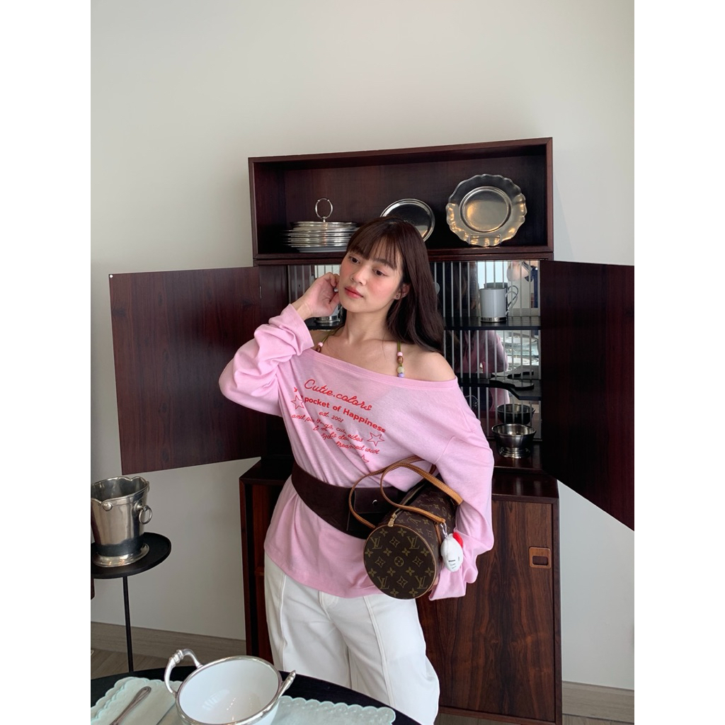 Cutie.Colors Your Pocker Off off-shoulder long sleeve เสื้อปาดไหล่
