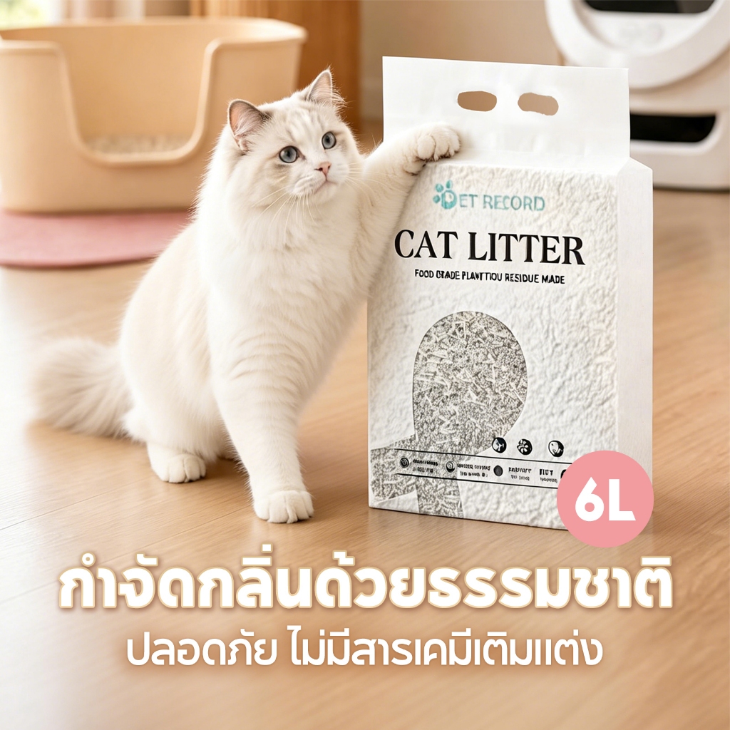 ทรายแมวแบบผสม ทรายแมวผสมเต้าหู้ออร์แกนิก 100% จับตัวเป็นก้อนเร็ว ดับกลิ่น ขนาด 6 ลิตร สามารถทิ้งลงชักโครกได้