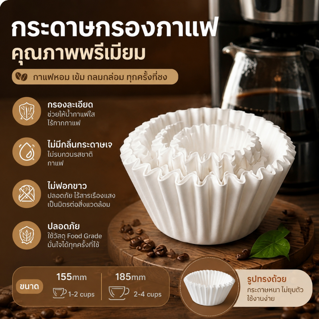 【50/100 Sheets】DH กระดาษกรองกาแฟ กระดาษดริป KWF-155/185 Kalita Wave Coffee Filter เกรดอาหาร