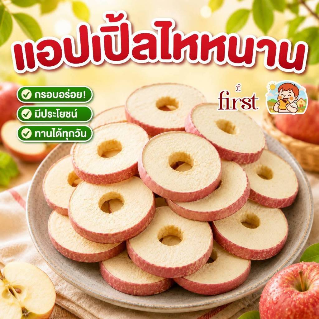 แอปเปิ้ลไหหนาน แอปเปิ้ลฟรีซดราย ขนาด 50-100กรัม