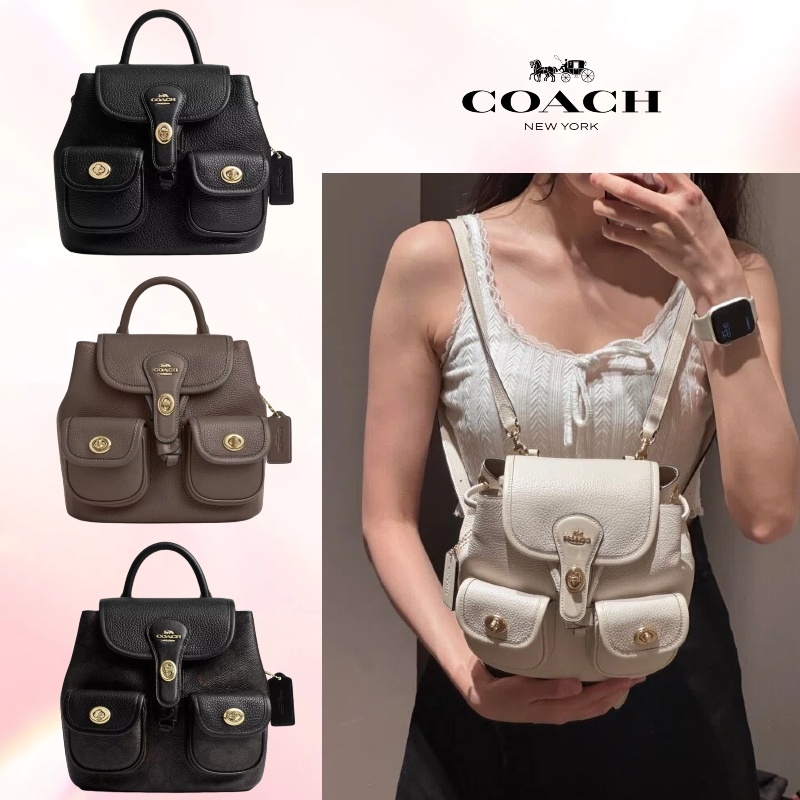 🔥 ของแท้ 100% 💖 COACH Hadley 23 กระเป๋าเป้สะพายหลังหนังแท้ เรียบหรู ใช้งานได้ทุกวัน