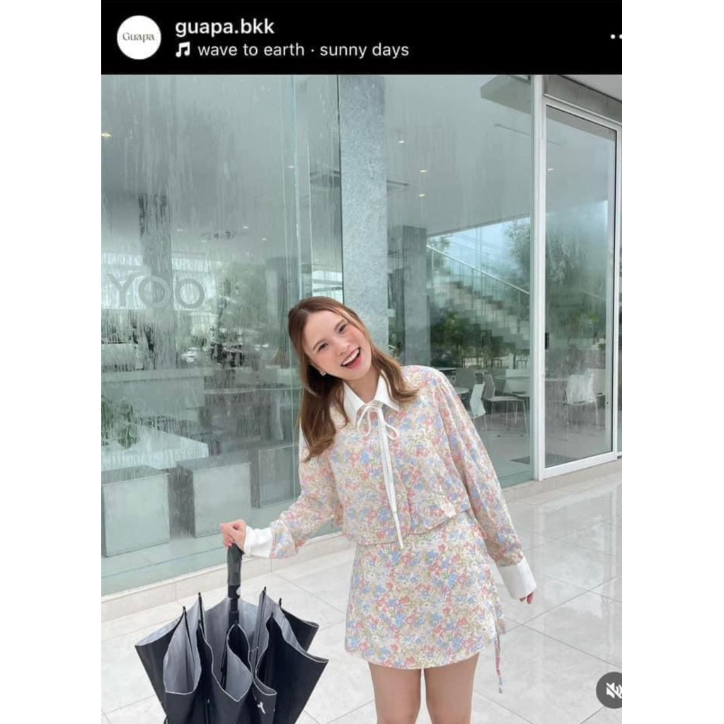 เซต Guapa.bkk เสื้อครอปเชิ้ต/กางเกงกระโปรงลายดอก