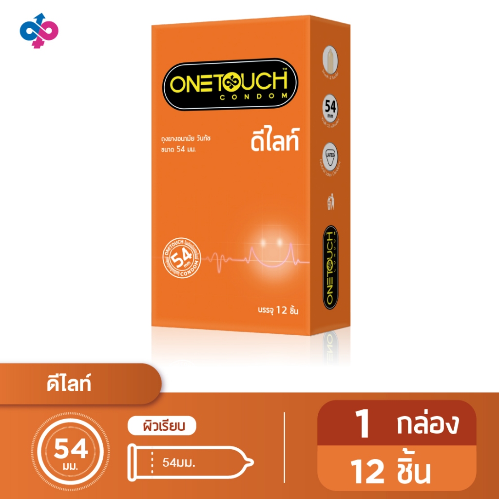 Onetouch ถุงยางอนามัย ขนาด 54 mm. รุ่น ดีไลท์ family Pack 1 กล่อง 12 ชิ้น