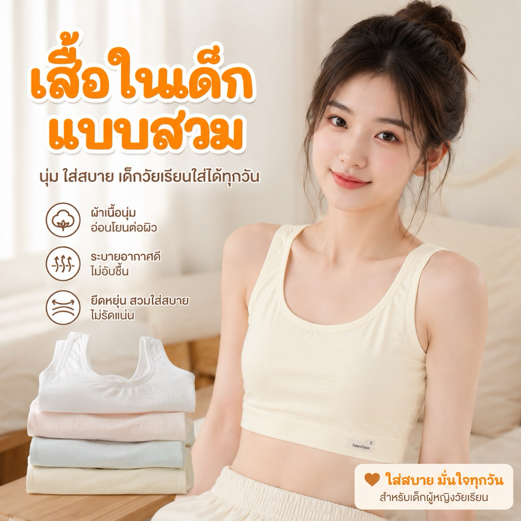 เสื้อในเด็ก เฟิร์สบรา แบบสวม (ฟองน้ำเย็บติด)