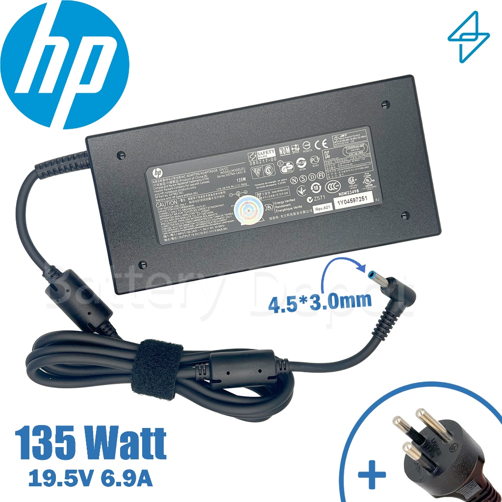 HP Adapter ของแท้ 19.5V/6.9A 135W หัวขนาด 4.5*3.0mm สายชาร์จ เอชพี อะแดปเตอร์, สายชาร์จ HP
