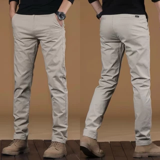กางเกงขายาวชิโน่ ผ้ายืด ทรงกระบอก กางเกงสแล็คชาย เข้ารูปใส่สบาย CLASSIC PANTS สไตล์เกาหลี ผ้าดีพิเศษ ไม่ต้องรีด