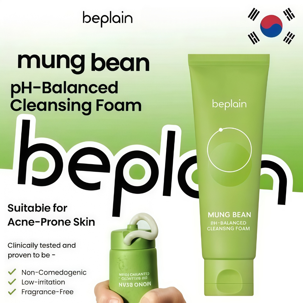 Beplain Mung Bean Mild Acid Foam 80ml บำรุงผิว ลดสิวอุดตัน