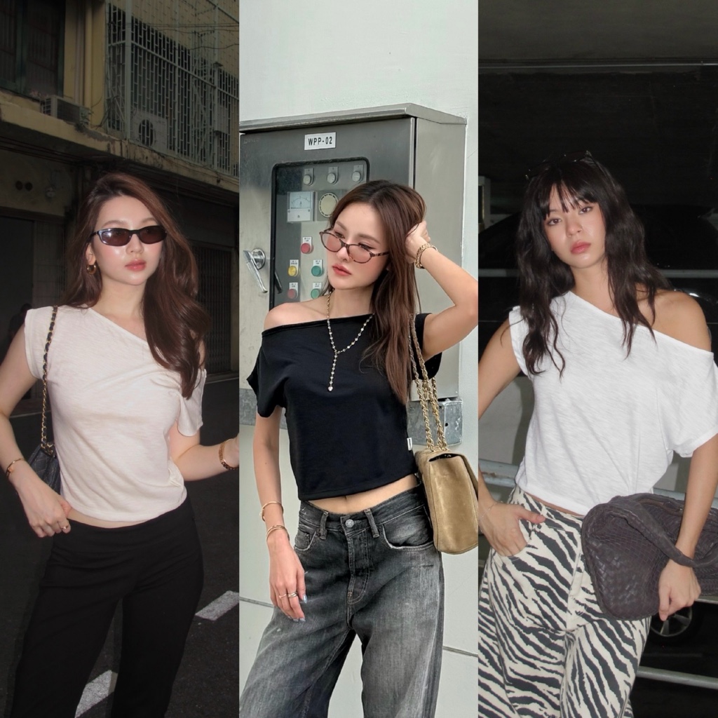 MALIMAYS - Claire Neck Top เสื้อปาดไหล่ ผ้าสลาฟ