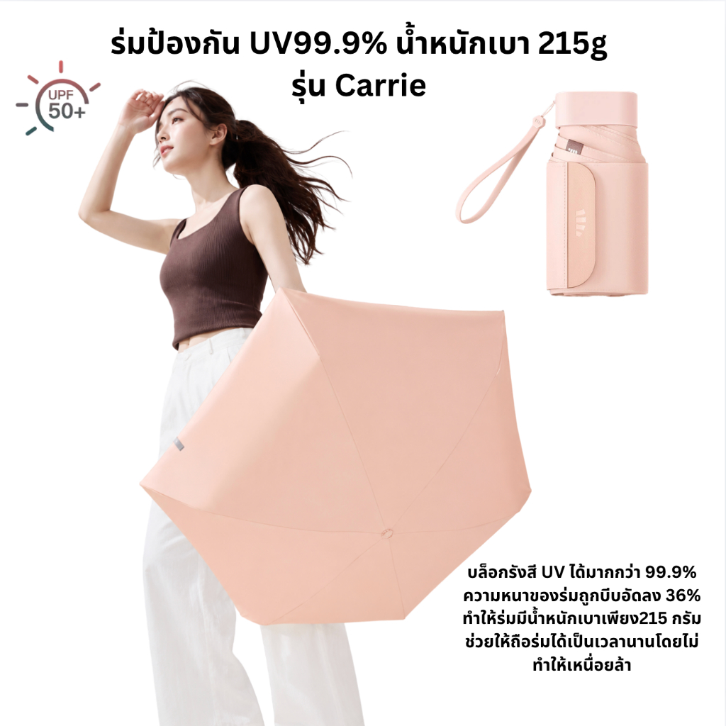 Beneunder ร่มป้องกันแดด UV99.9% UPF 50+ เบาเพียง 215g รุ่น Carrie