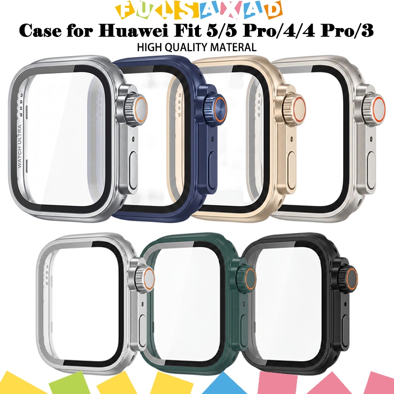 กรณีพีซีแก้วที่นิรภัยแข็งสำหรับนาฬิกา for Huawei Fit 5/5 Pro/4/4 Pro ฟิล์มป้องกันหน้าจอสำหรับ for Huawei Fit 3