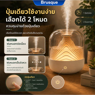เครื่องเพิ่มความชื้น เครื่องพ่นไอน้ำดีไซน์ภูเขา 700 มล. แบตเตอรี่ 1800mAh ไร้สาย ไฟบรรยากาศ 2 โหมด เติมน้ำด้านบน