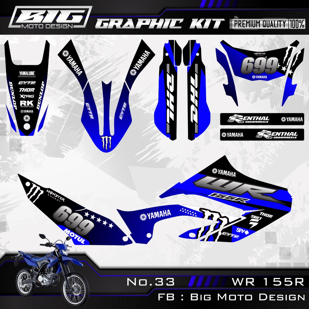 สติ๊กเกอร์ ตกแต่งรถวิบาก WR 155R เต็มคัน เคลือบฟิมล์อย่างดี กันรอยขีดข่วน สีไม่ลอก กันน้ำ 100%