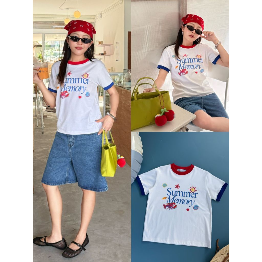 Memory tee - เสื้อยืดแขนจั๊มสไตล์วินเทจ (พร้อมส่ง)