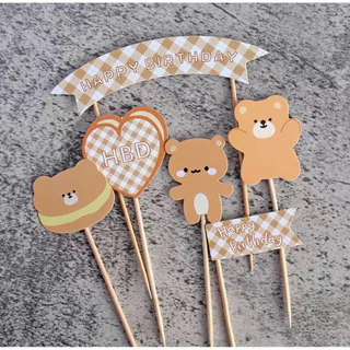 [PP] พร้อมส่ง Setป้ายปักเค้ก ป้ายตกแต่งเค้ก ป้ายตกแต่งเค้กวันเกิด
