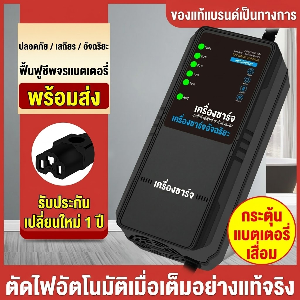 ที่ชาร์จแบตรถไฟฟ้า 24V 36V 48V 60V 72V เครื่องชาร์จจักรยานไฟฟ้า สำหรับแบตตะกั่วกรด