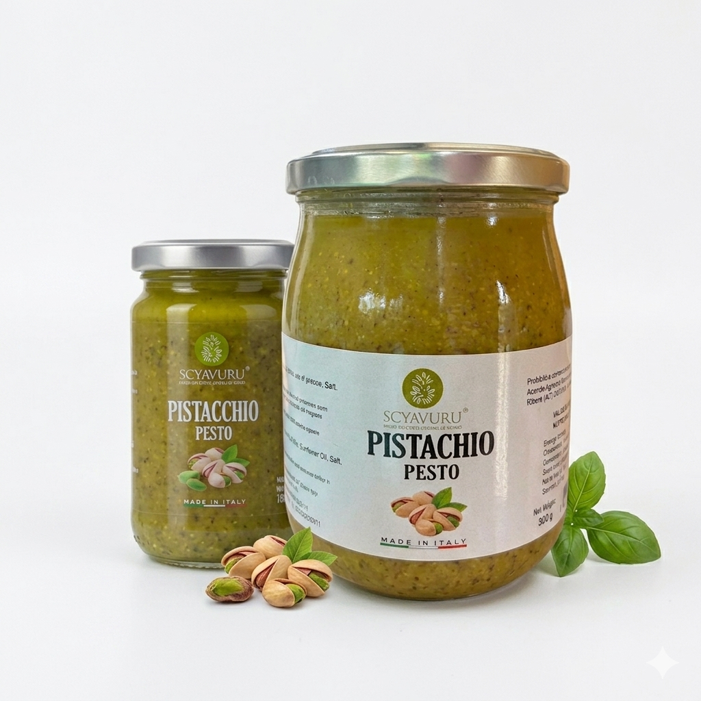 เพสโต้ จาก Scyavuru Pistachio Pesto (Pistachio 60%) จากอิตาลี นํ้าหนัก 180 และ 500 กรัม