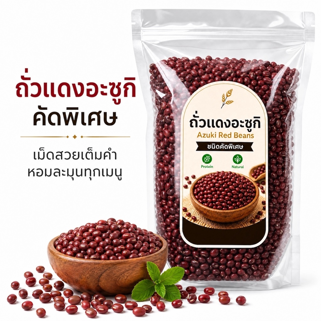 ถั่วแดงอะซูกิ Azuki Red Beans ชนิดคัดพิเศษ | เม็ดสวยเต็มคำ หอมละมุน | Natural & Protein | ทำโอชิรุโกะ/ไส้ขนม/เบเกอรี่