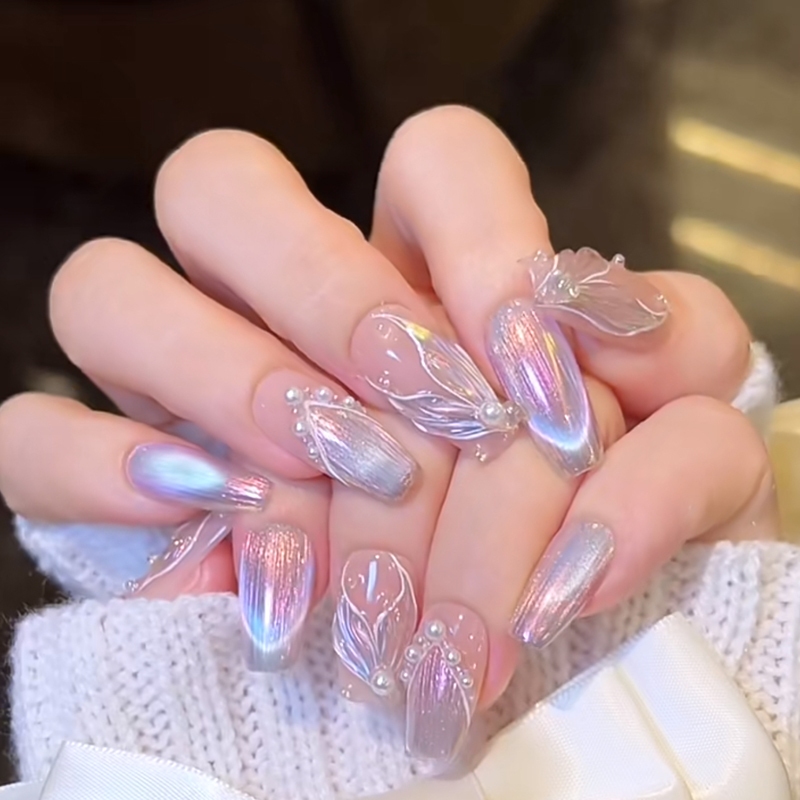 🔥DIY ชุดเล็บปลอม 24 ชิ้น พร้อมกาว กันน้ำ ถอดออกได้ เครื่องประดับประดิษฐ์