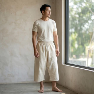 กางเกงฮาเร็ม(กางเกงสะดอเอวยางยืด) ใส่อยู่บ้านสบายๆ ผลิตจากผ้าฝ้ายฟอกนุ่ม สีไม่ตก