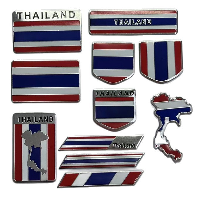 สติ๊กเกอร์ธงชาติไทย เพลทอลูมิเนียม 3D ลาย “ไทยนี้รักสงบแต่ถึงรบไม่ขลาด” ขนาด 8x5cm สำหรับรถยนต์ มอเตอร์ไซค์ ส่งจากไทย
